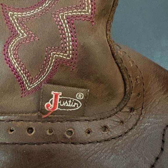 Justin Gypsy Boots Women Size 7B Brown Leather Pull On Western L9903 Round Toe - Picture 6 of 8